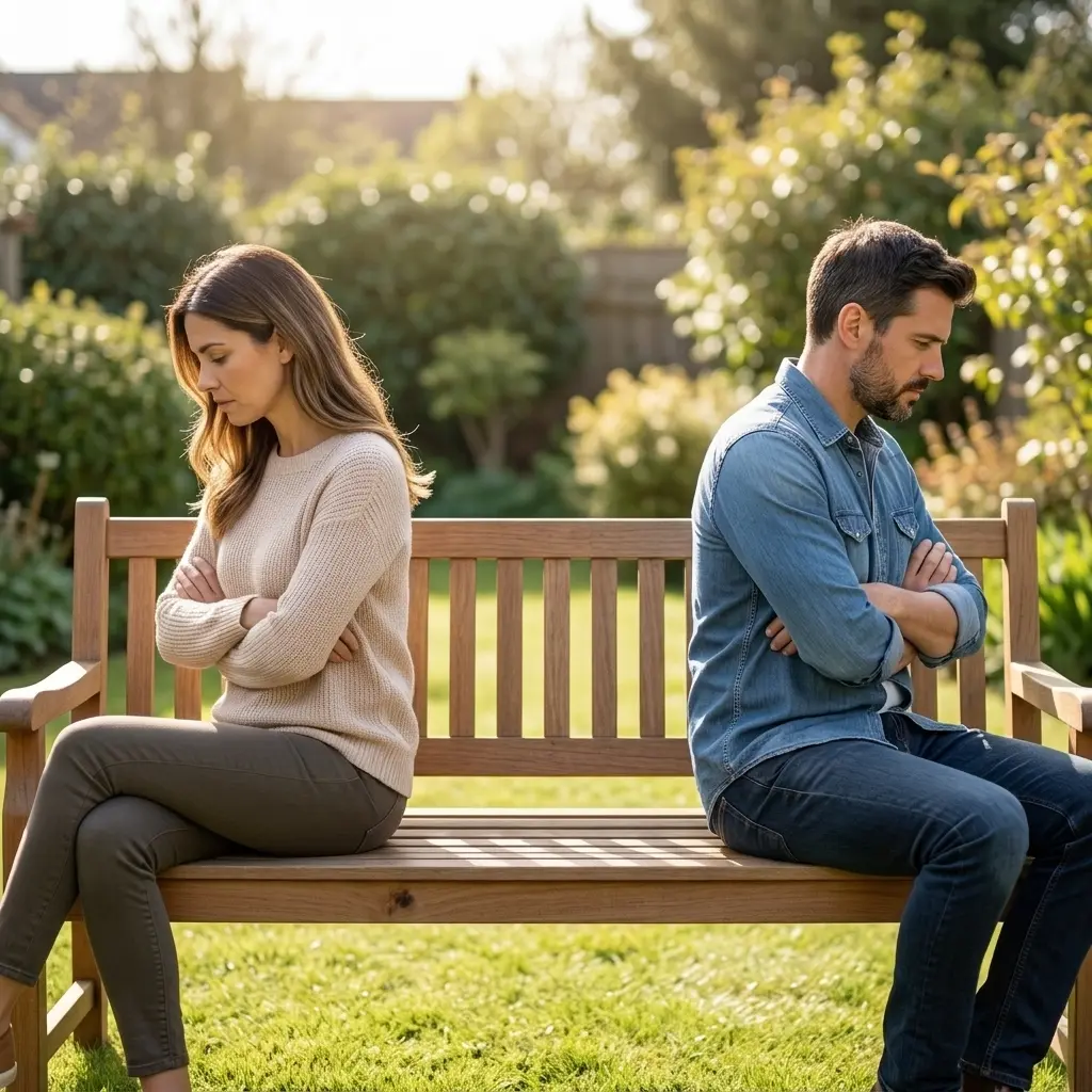 Pareja adulta atravesando un distanciamiento